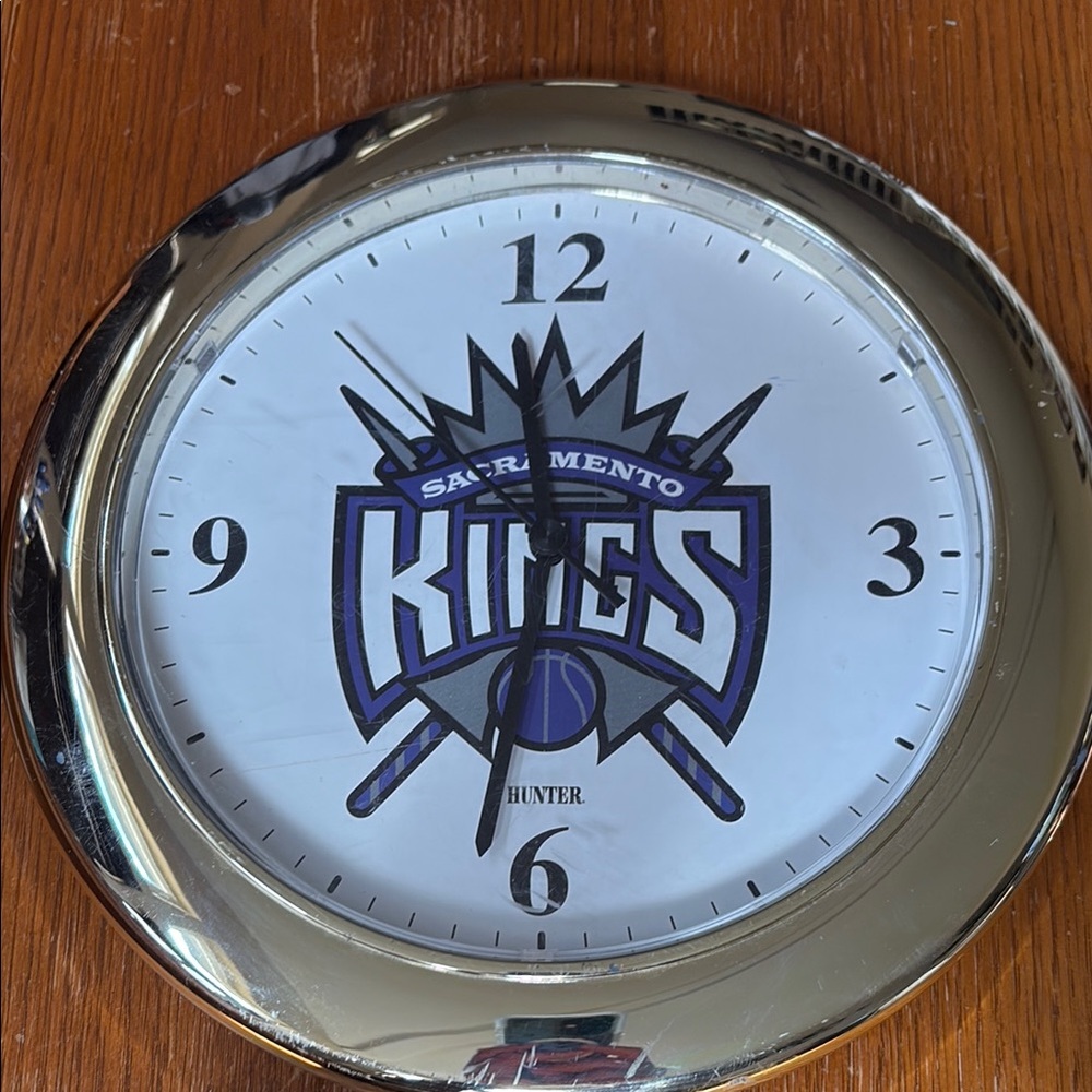 Hunter Silver Wall Clock with Sacramento Kings Logo